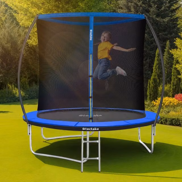 Tectake Black Mini Trampoline with Safety Net and Steel Frame, Diameter: 322 cm