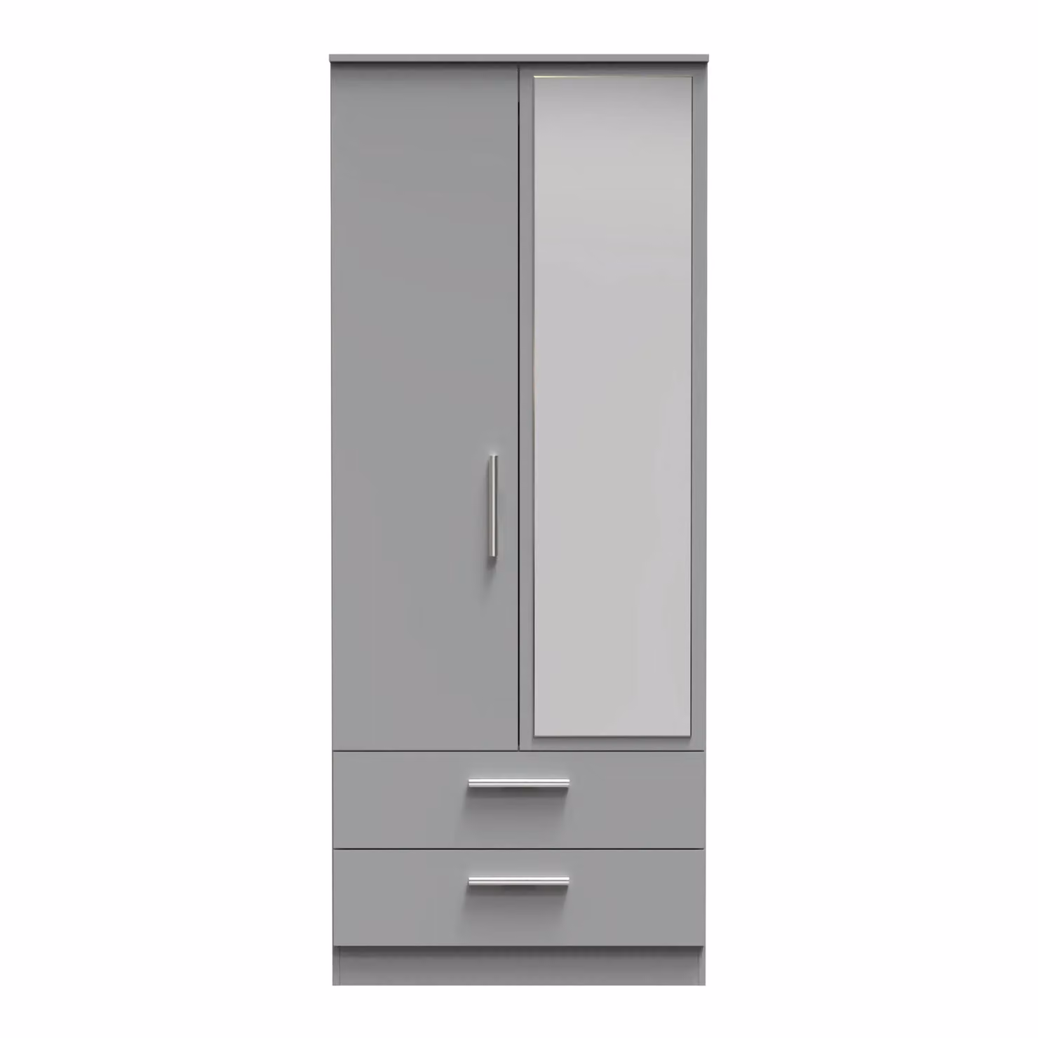 Ready Assembled 2 U Trent Large 2 Door 2 Drawer Mirrored Wardrobe in Dark Grey – 2
