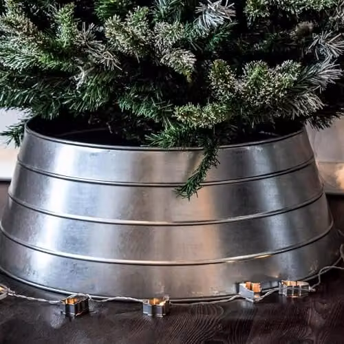 Ivyline Metal Christmas Tree Skirt Galvanised Silver, W: 67 cm, D: 67 cm, H: 25 cm – 1