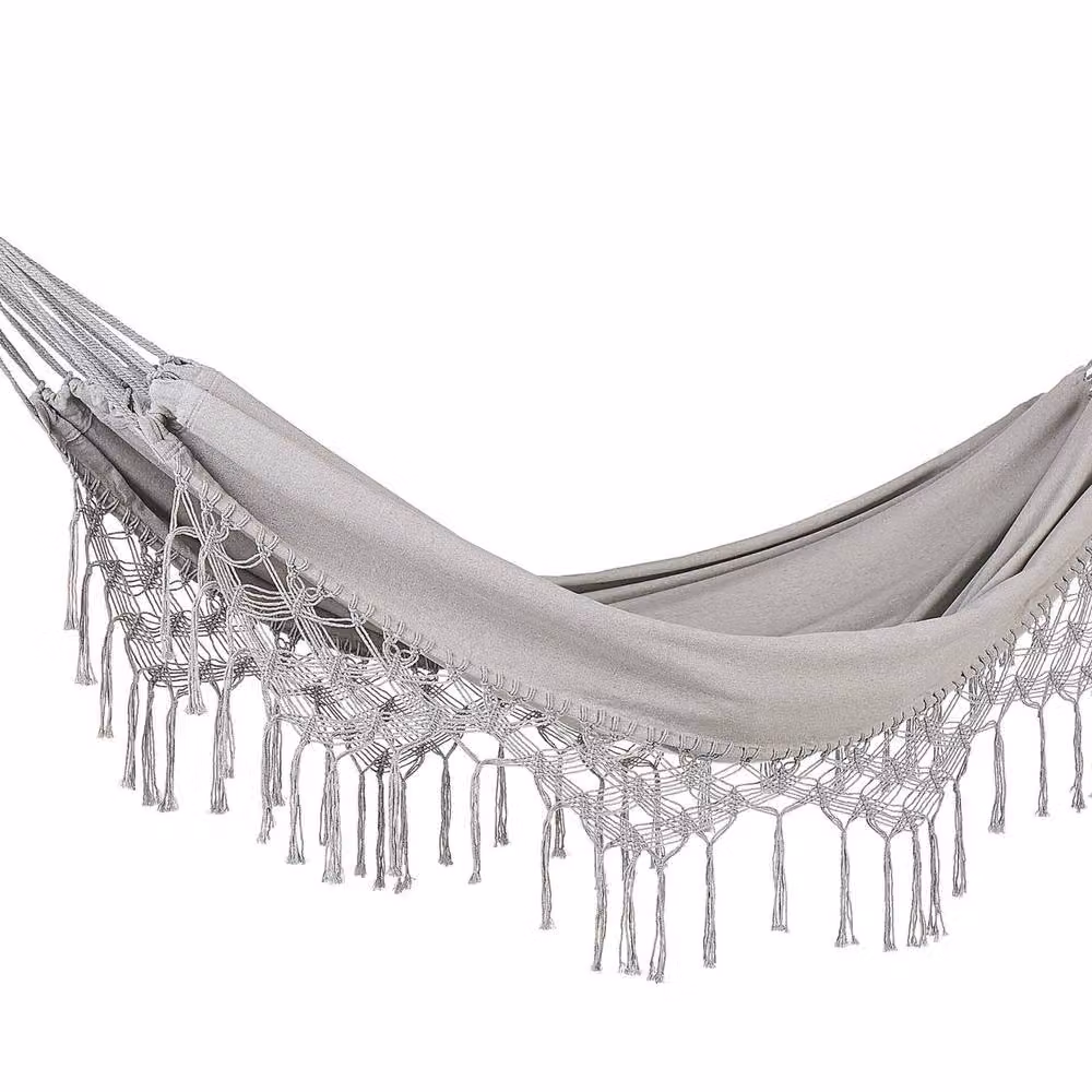Wyld and Coco Light Grey Cotton-Blend Hammock with Crochet Edging – 2