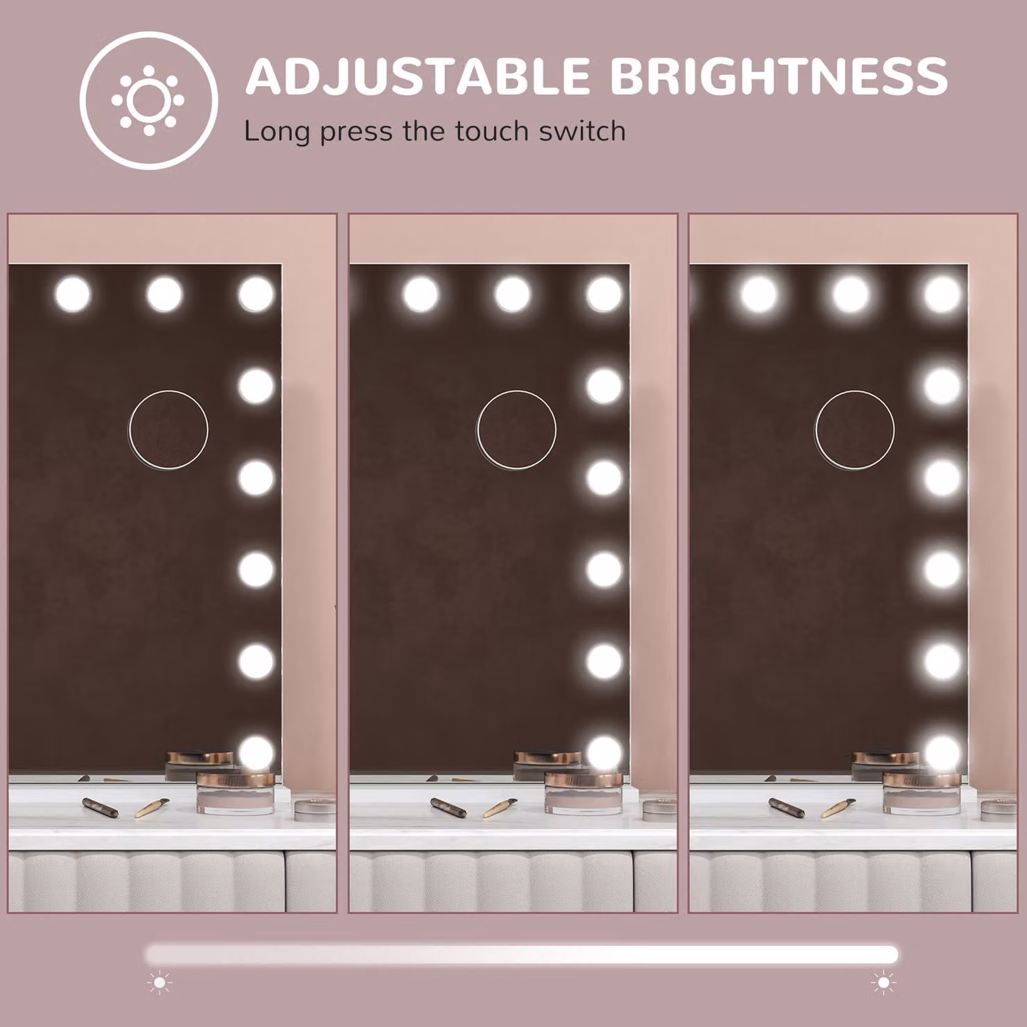HOMCOM Hollywood Vanity Mirror with 18 LED Bulbs, 3 Colour Modes, 10X Magnification and USB Charging Port, White, W: 80 cm, H: 62 cm – 5