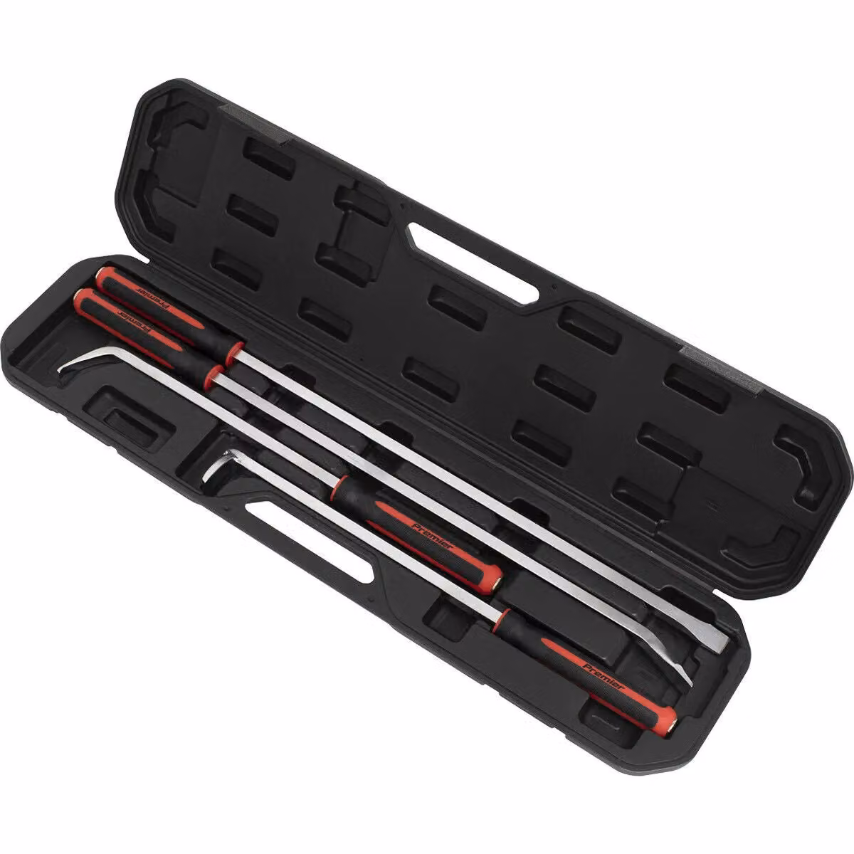 Loops 4 Piece Heavy Duty Stainless Steel Pry Bar Set with Hammer Cap and Soft Grip Handles in Multicolour – 3