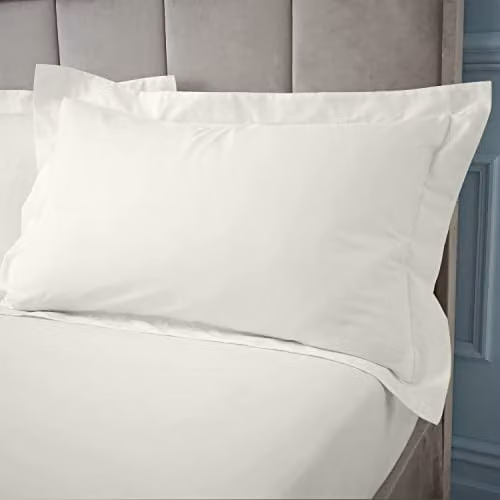 Bianca 180 Thread Count Egyptian Cotton Oxford Pillowcase with Envelope Closure, Cream, W/D/H: 50 x 75 cm