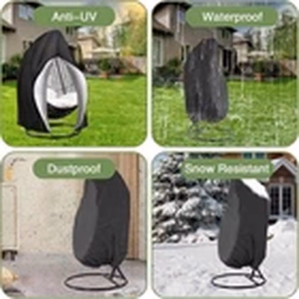 EONLION Heavy Duty Waterproof Egg Chair Cover in Black – 3