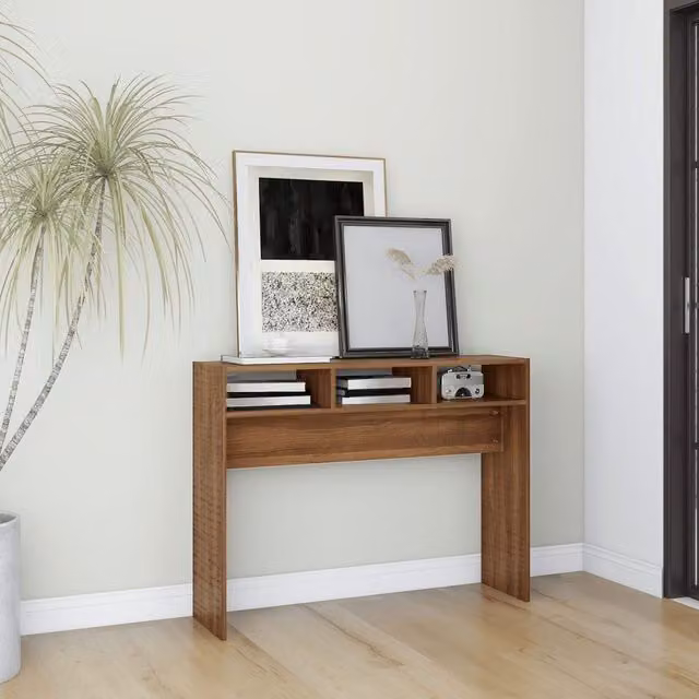 Berkfield Home Brown Oak Console Table, W/D/H: 105 x 30 x 80 cm – 1