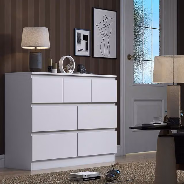 FWStyle Merchant 7 Drawer Chest of Drawers in Matt White