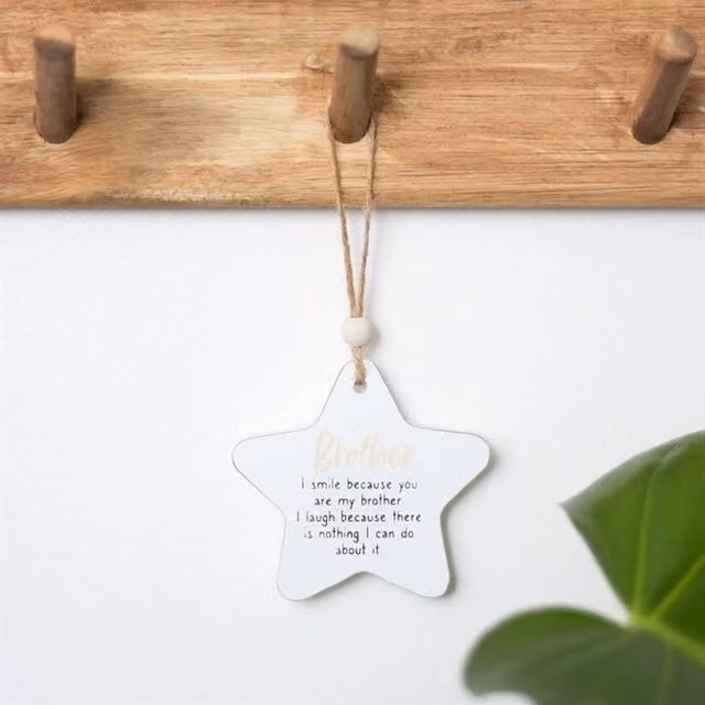 Uniqueful Brother Hanging Star Sentiment Wall Plaque in White