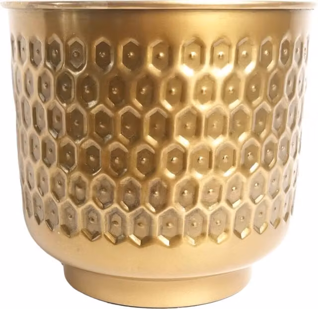 Leaf Gold Honeycomb Geometric Metal Tabletop Planter