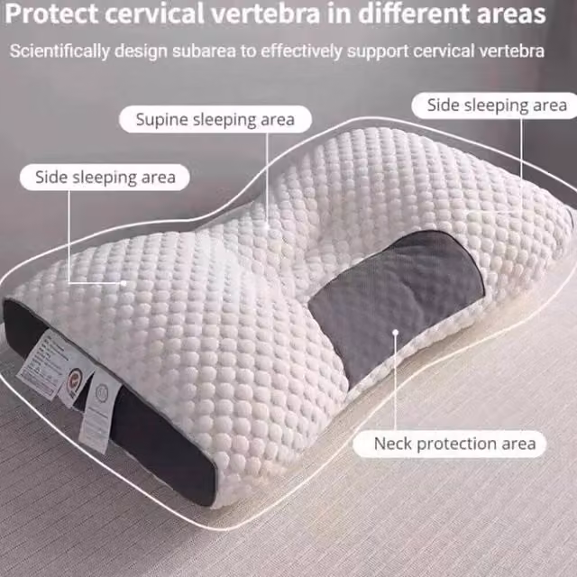 KORVIXA White Single Cervical Memory Foam Pillow, W: 48 cm, D: 74 cm