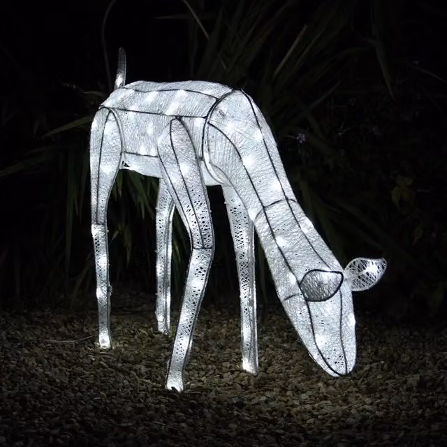 Monstershop Large Light Up Grazing Doe Reindeer in White – 1