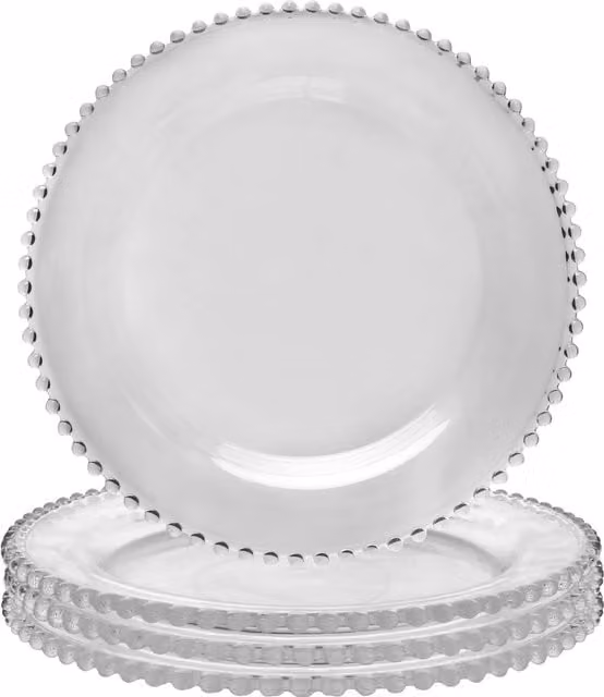 Dibor Bella Perle Set of 4 Clear Glass Charger Serving Plates, Diameter: 33 cm – 1