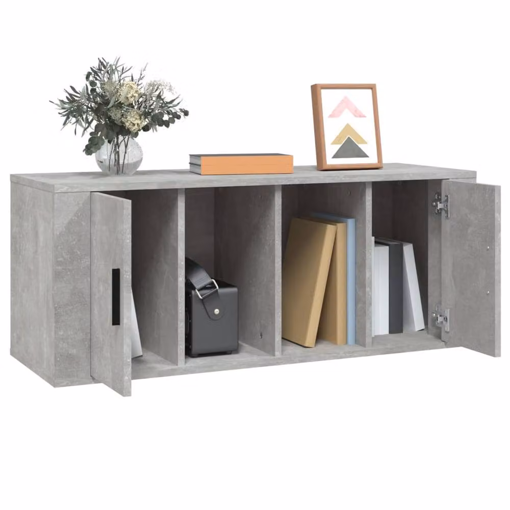 Berkfield Home Modern TV Cabinet in Concrete Grey, W/D/H: 100 x 35 x 40 cm – 3