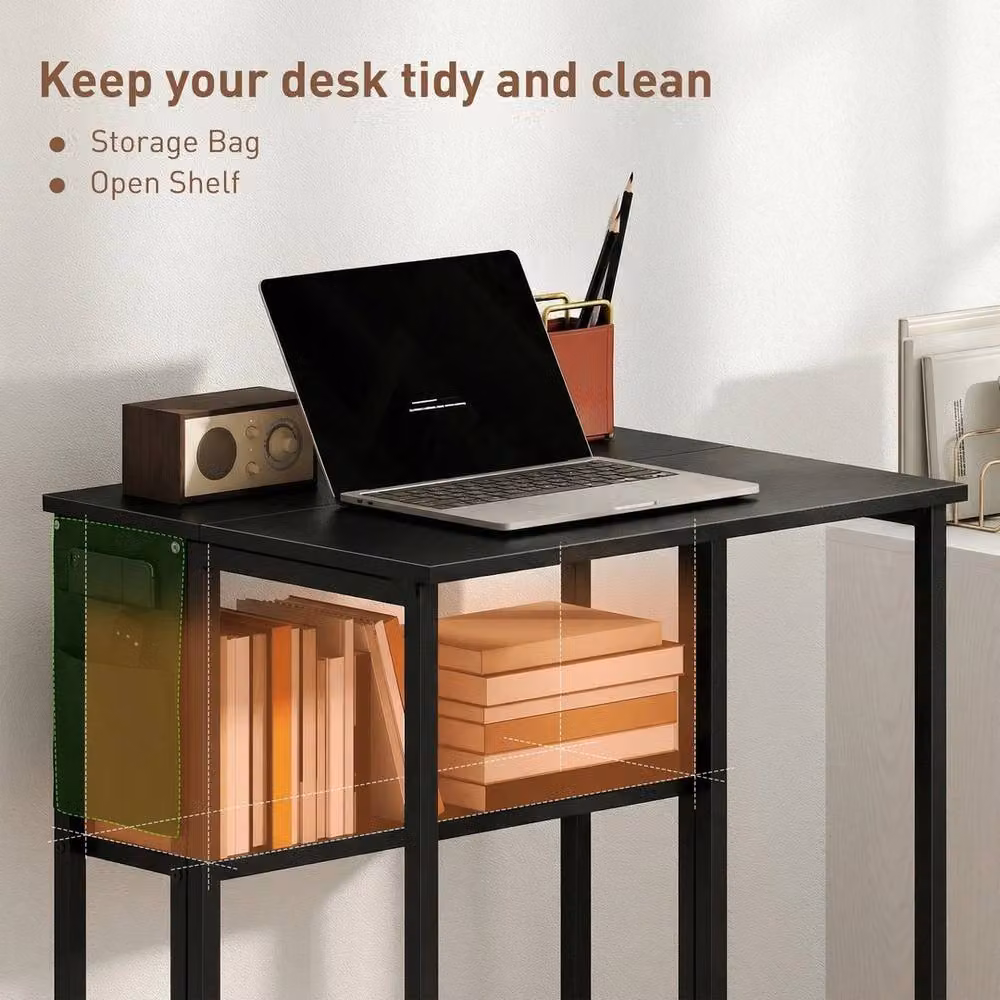 NESTLUNE Black Foldable Computer Desk with Castors – 5