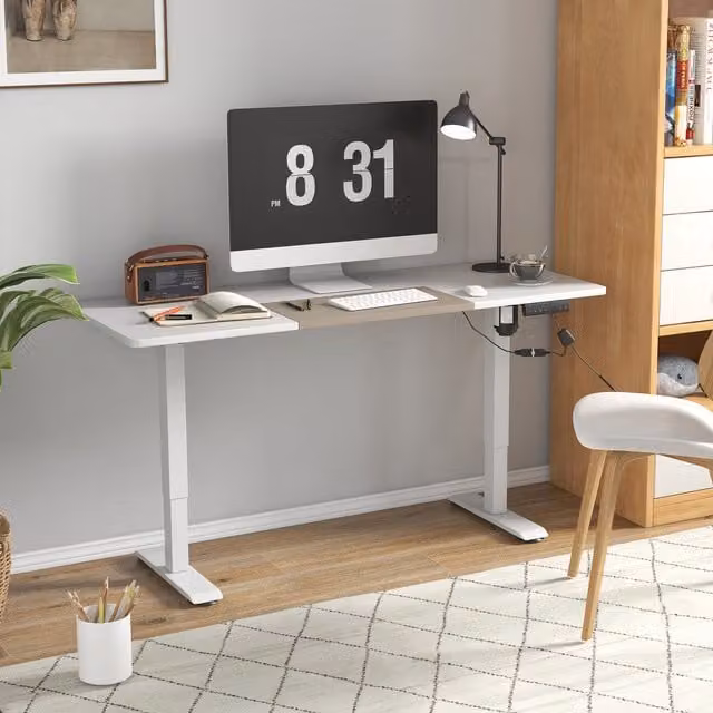 Vinsetto Height Adjustable Electric Stand Up Computer Desk in White