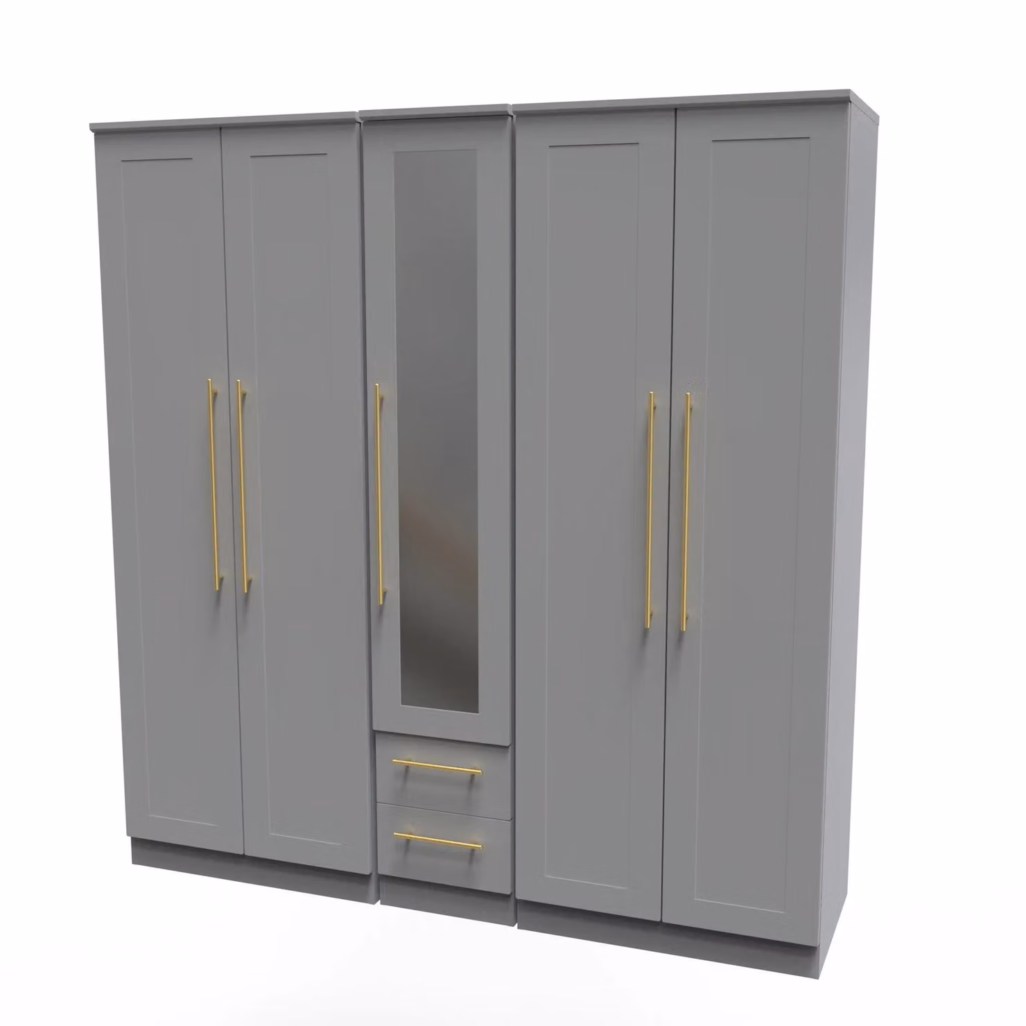 2 U Helmsley Ready Assembled Tall 5 Door 2 Drawer Mirror Wardrobe in Dark Grey – 2