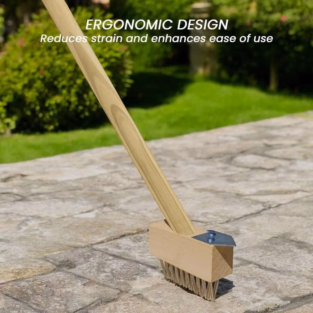 FLAVORA Long Handled Wire Weeding Brush in Sand with Telescopic Handle – 4
