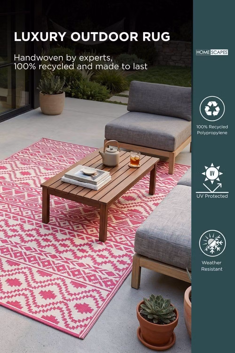 Homescapes Luxury Outdoor Rug Pink Tia Aztec, W/D: 240 x 300 cm – 2