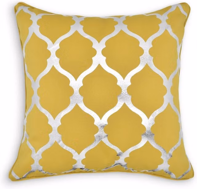 Velosso Modern Graphic Square Polyester Cushion in Yellow and Orange