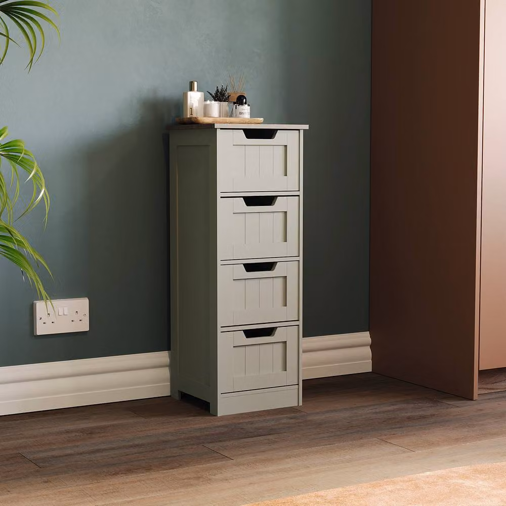 HD Designs Priano 4 Drawer Freestanding Bathroom Storage Unit in Grey – 4
