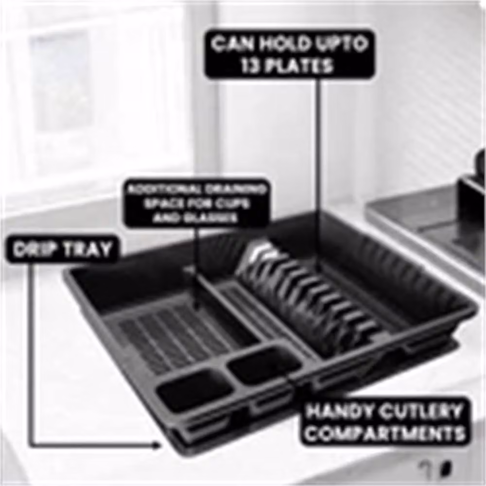 Nordara Black Kitchen Sink Dish Drainer with Drip Tray, Width: 100 cm – 3