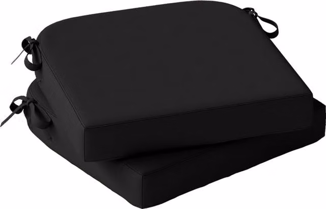 Outsunny Set of 2 Black Outdoor Chair Seat Cushions with 7cm Thick Foam and Ties – 1
