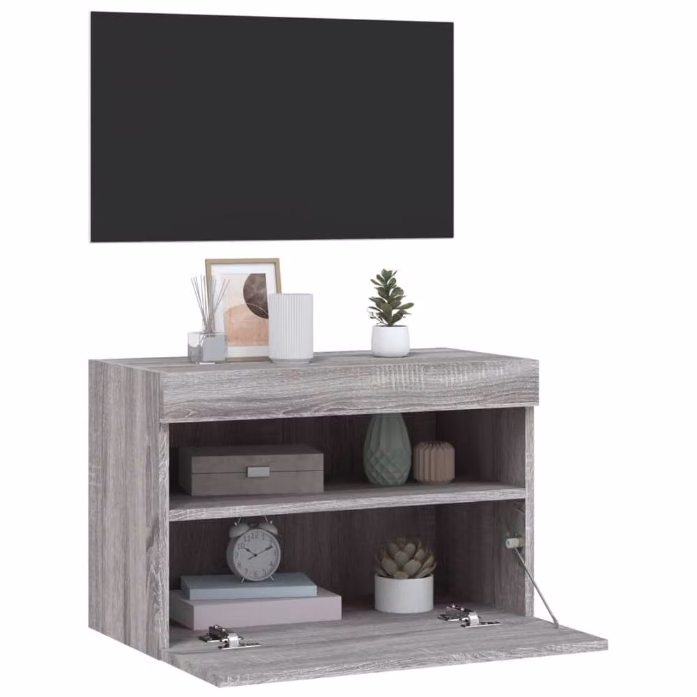 Berkfield Home Grey Sonoma TV Wall Cabinet with Integrated LED Lighting, W/D/H: 60 x 30 x 40 cm – 4