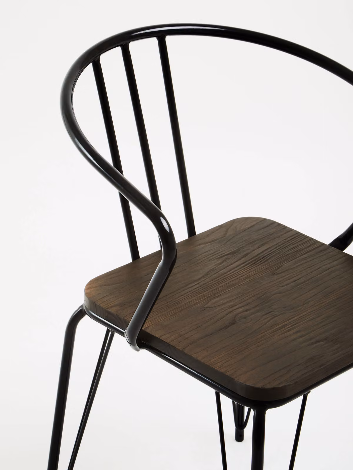 Orsina Industrial Black Metal and Wood Armchair – 3