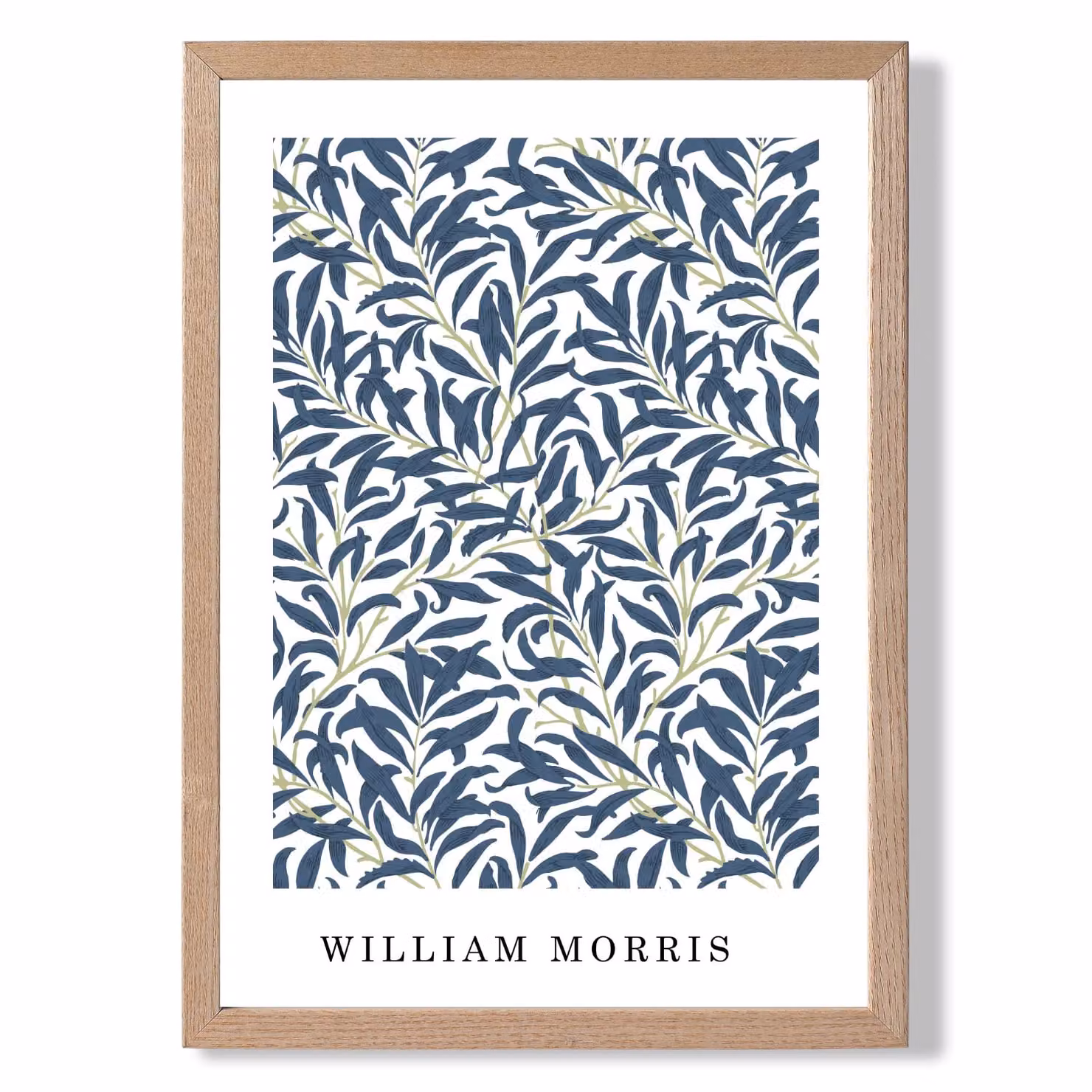 ARTZE Vintage William Morris Navy Willow Floral Art Print with Oak Wood Frame, A4 – 2