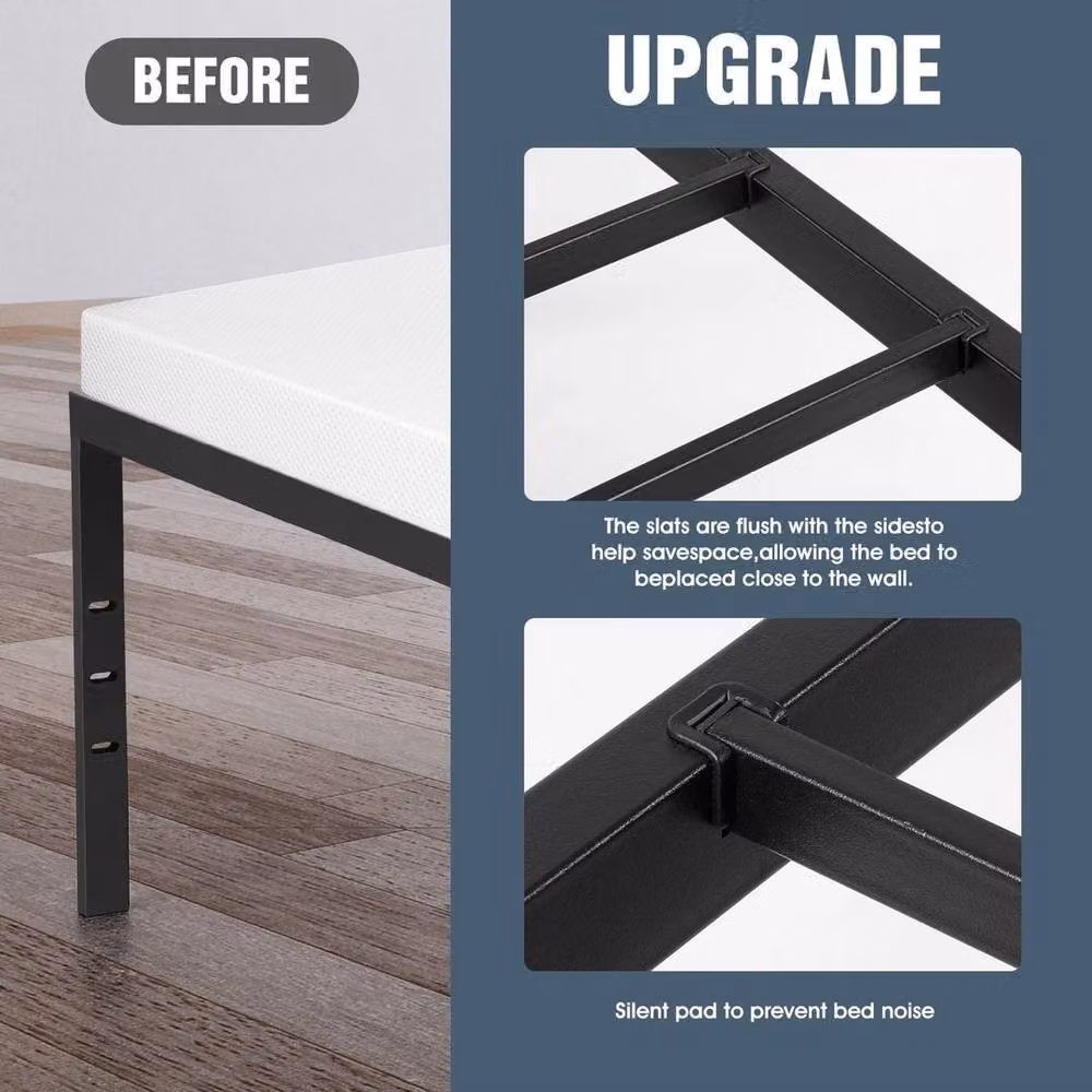 FLAVORA Metal Cot Bed Frame in Black, W/D/H: 151 x 190 x 45.72 cm – 4
