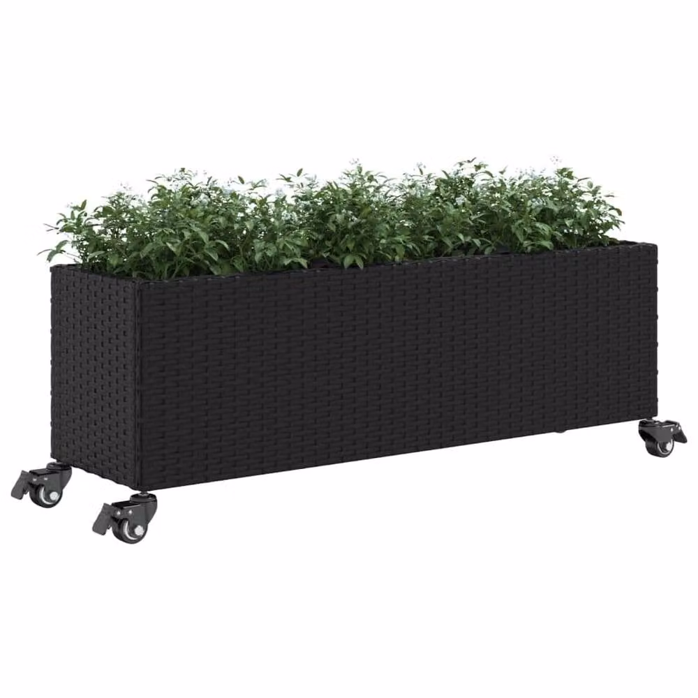 Berkfield Home Garden Planters with Wheels, 2 Piece Set, Black, W: 107 cm, D: 32 cm, H: 38 cm – 3