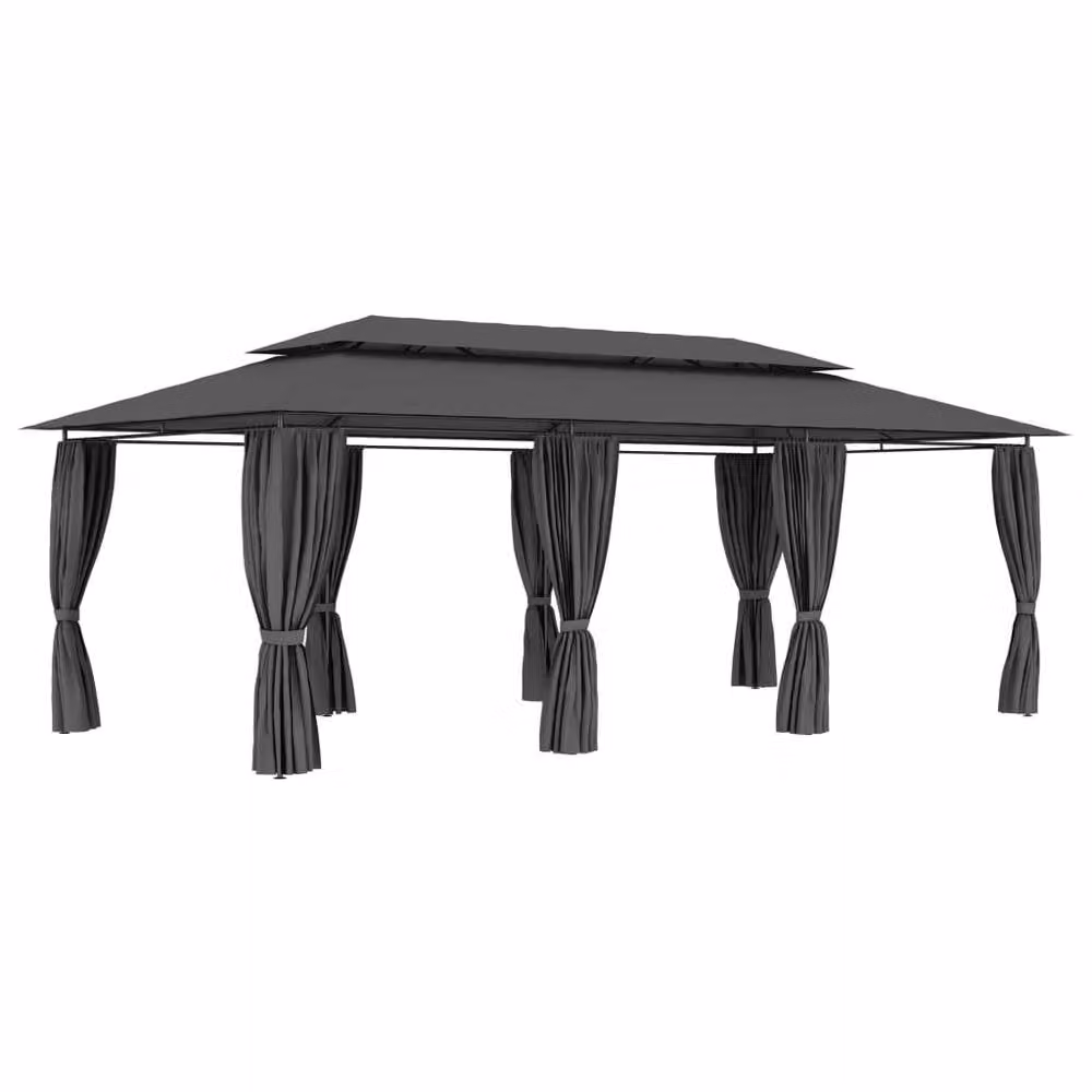 Berkfield Home Gazebo with Curtains in Anthracite, W/D/H: 600 x 298 x 270 cm – 2