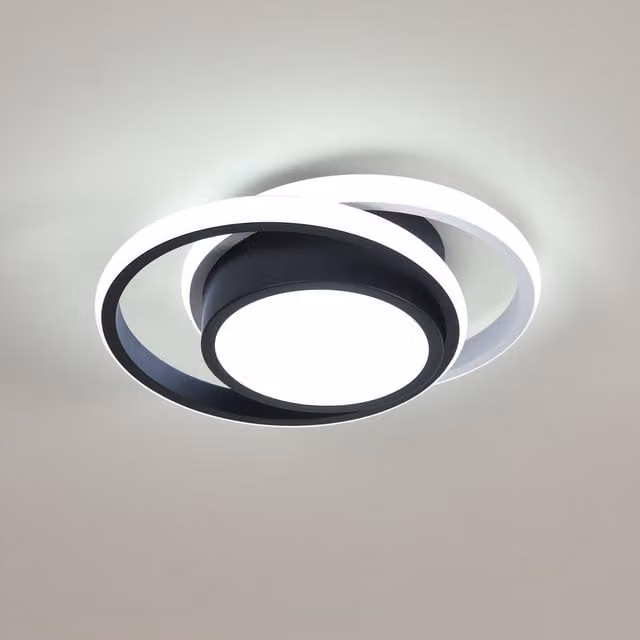 COMELY Modern Round LED Ceiling Light, 32W, Black, Cool White 6500K – 1