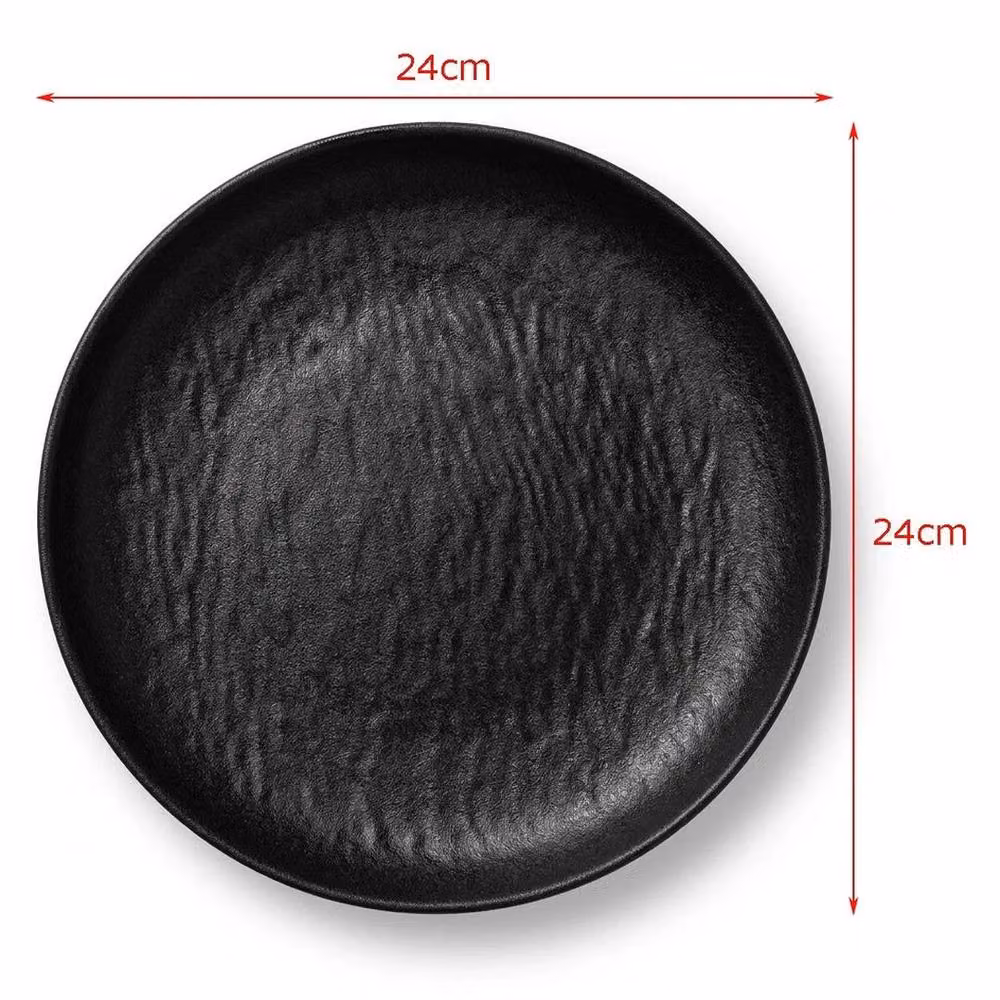 Pawnora Black Ceramic Dinner Set with 24cm Round Plates and Bowls – 2