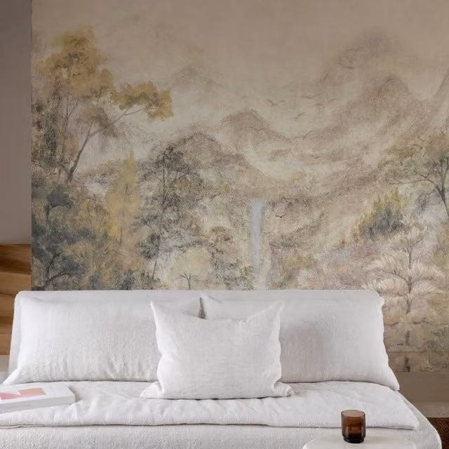 Grandeco Boutique Kampala Trees 5 Lane Repeatable Wallpaper Mural in Green and Multicolour