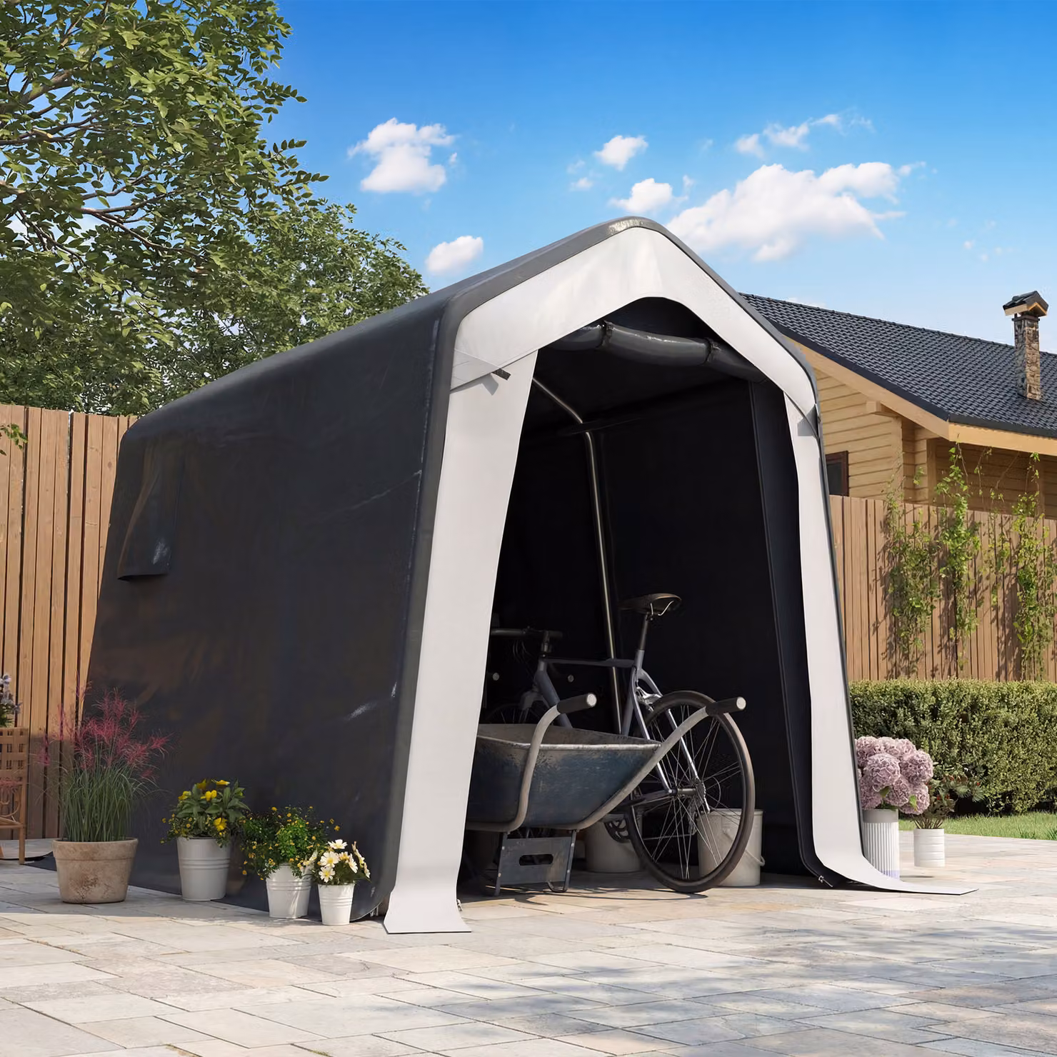 Outsunny Grey Waterproof Garden Storage Shed Tent with Single Door and Side Vent, W/D/H: 240 x 180 x 203 cm – 8