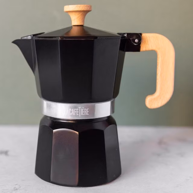 La Cafetiere Venice Aluminium Espresso Maker, Black, Height: 15.2 cm
