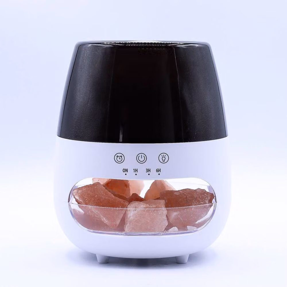 Serenityy Salt Stone Flame Effect Aroma Diffuser in White with USB and Colour Changing Light – 3
