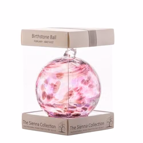 Sienna Glass Purple Birthstone Bauble Hanging Glass Ornament Diameter: 10 cm