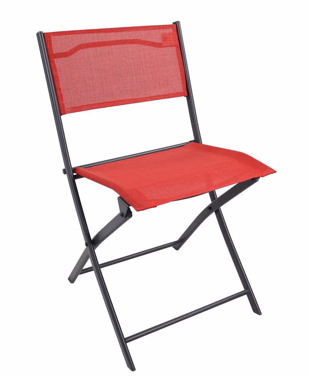 VCM Sumila 6-piece Red Metal Folding Garden Chair Set – 4