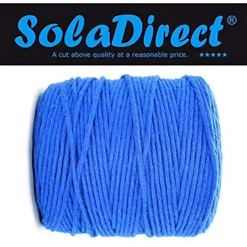 SolaDirect Royal Blue Macrame Cord, 100 m of 5 mm Thick Natural Cotton Thread Yarn for DIY Crafts and Home Decoration – 2