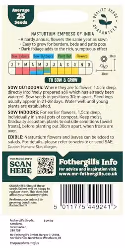 Mr Fothergill's Oh Sow Simple Red Nasturtium Flower Seeds – 2