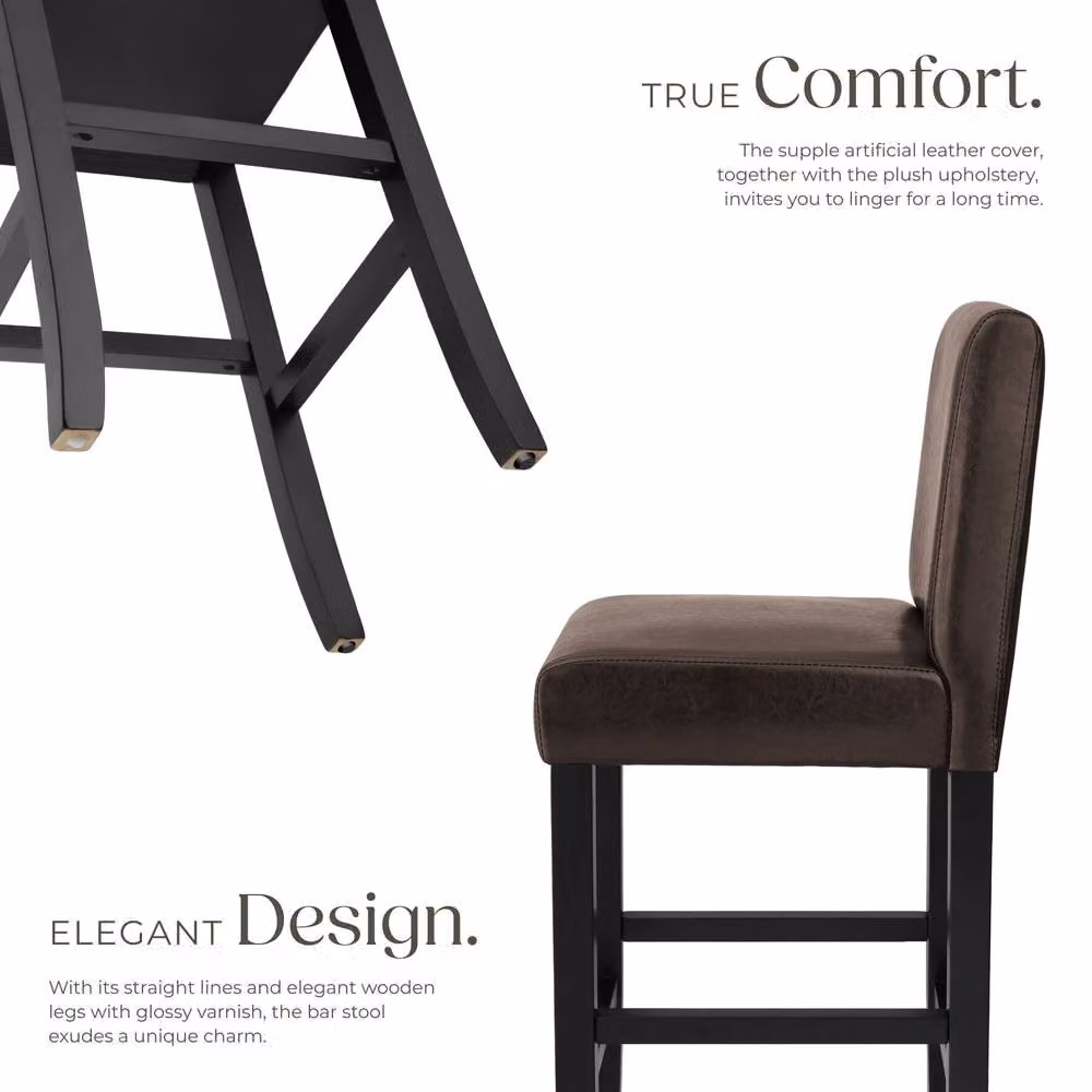 tectake Dover Modern Bar Stool Set of 6 in Brown and Black – 3