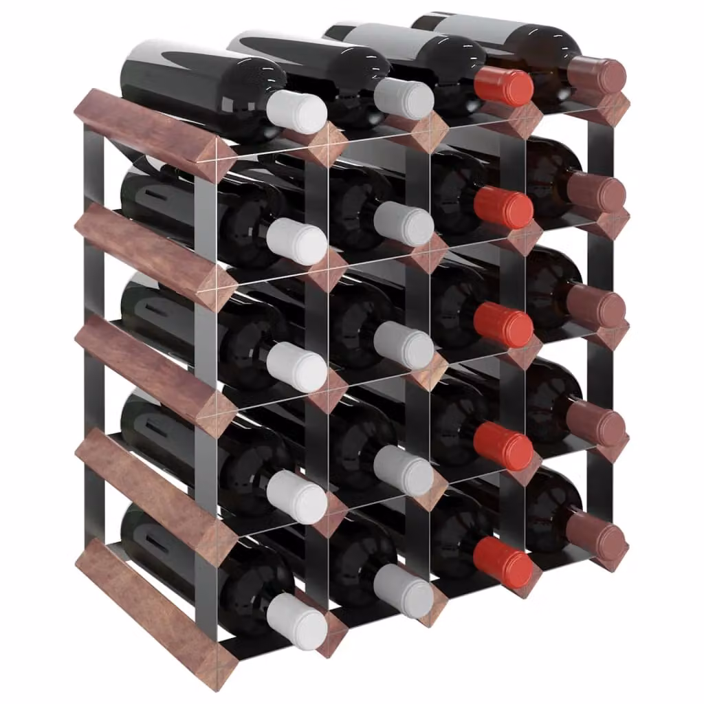 Berkfield Home Rustic Brown Solid Pine and Metal Wine Rack for 20 Bottles – 2