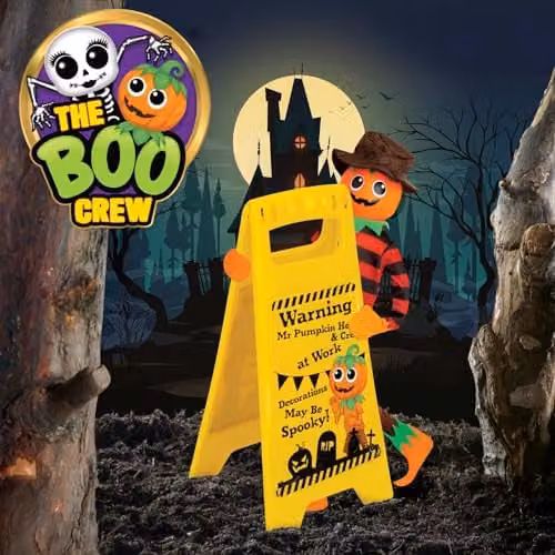 VFM e-Store The Boo Crew Halloween Warning Sign Decoration in Yellow – 3