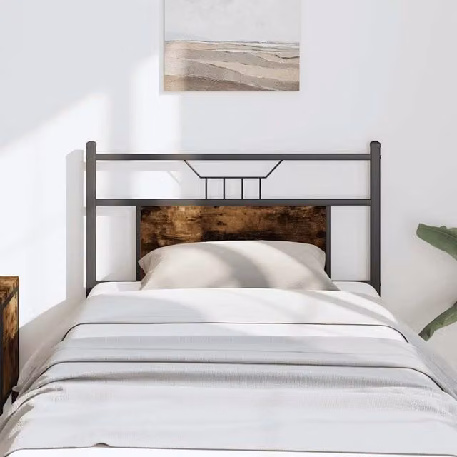 Berkfield Home Industrial Headboard in Smoked Oak and Brown, Width: 75 cm