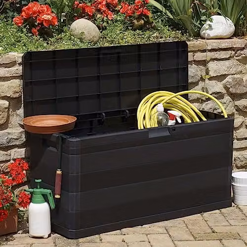 vidaXL Black Plastic Garden Storage Box W/D/H: 117 x 45 x 56 cm – 3