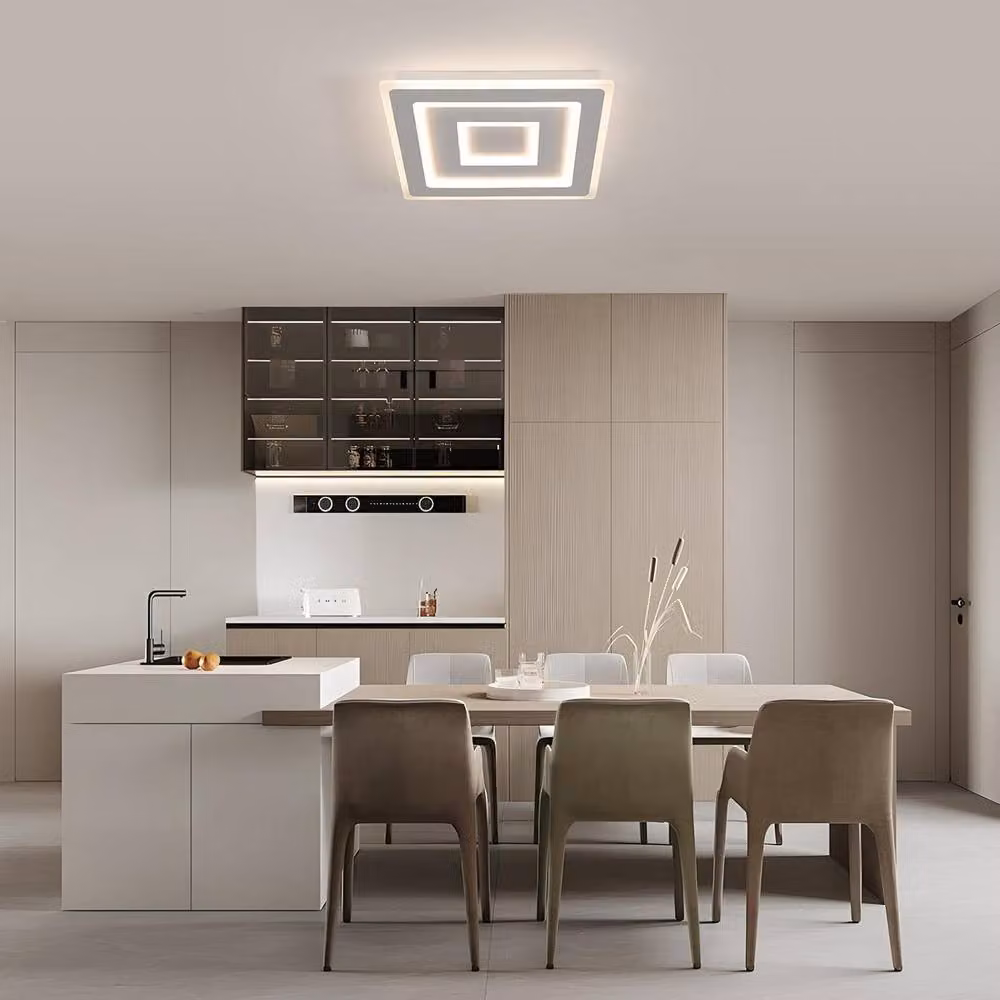 Goeco Modern Square LED Ceiling Light, 52W, White, W: 40 cm, Dimmable with Remote Control – 3