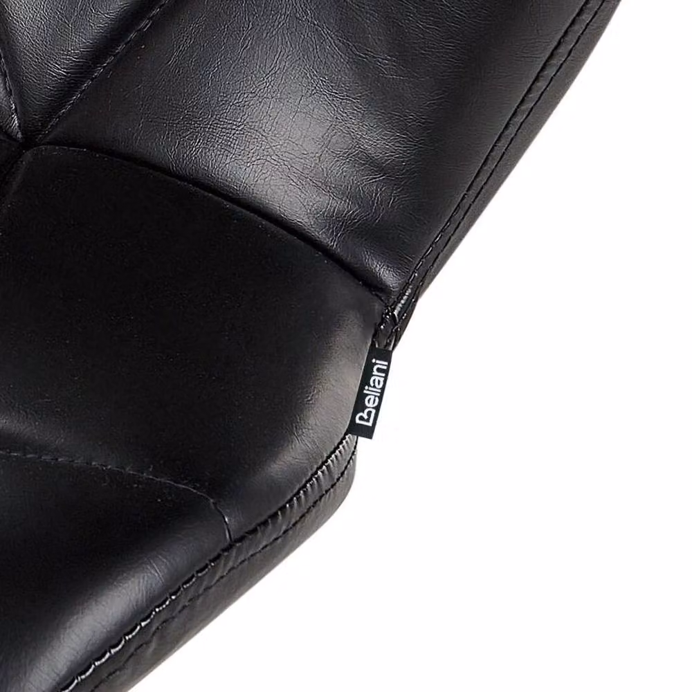 Wyld and Coco Set of 2 Black Faux Leather Industrial Bar Stools with Adjustable Swivel and Metal Base – 6
