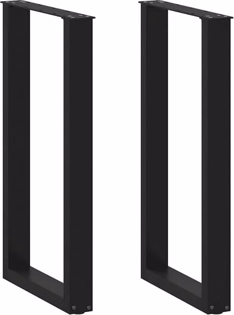 Berkfield Home U-Shaped Steel Coffee Table Legs, Black, H 50-90.5 cm x W 50 cm, 2 Pieces – 1