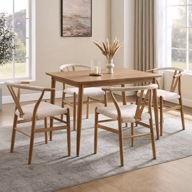 VonHaus Burton Mid Century 4 Seater Rectangular Dining Table in Brown, W: 110 cm, D: 75 cm, H: 75 cm